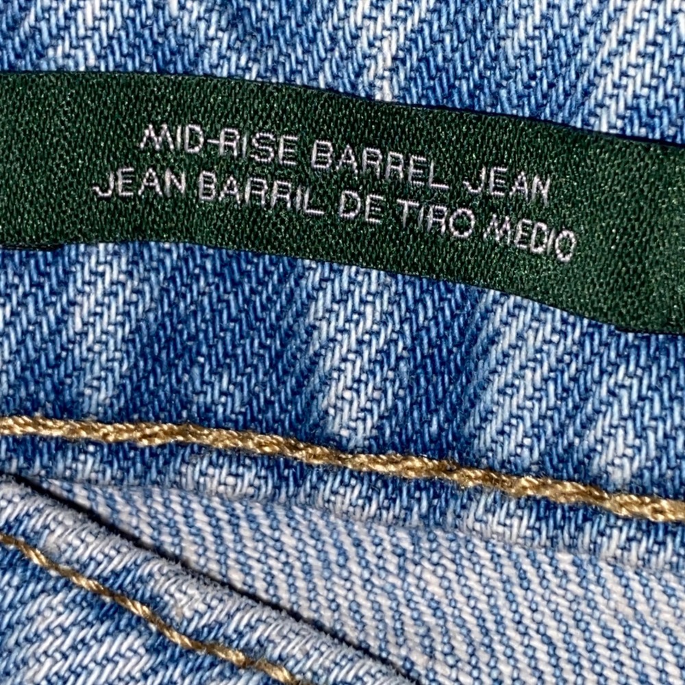 Wild Fable Barrel Jeans Women 6 Light Wash Blue High Rise Curved Leg Articulated - Picture 12 of 14